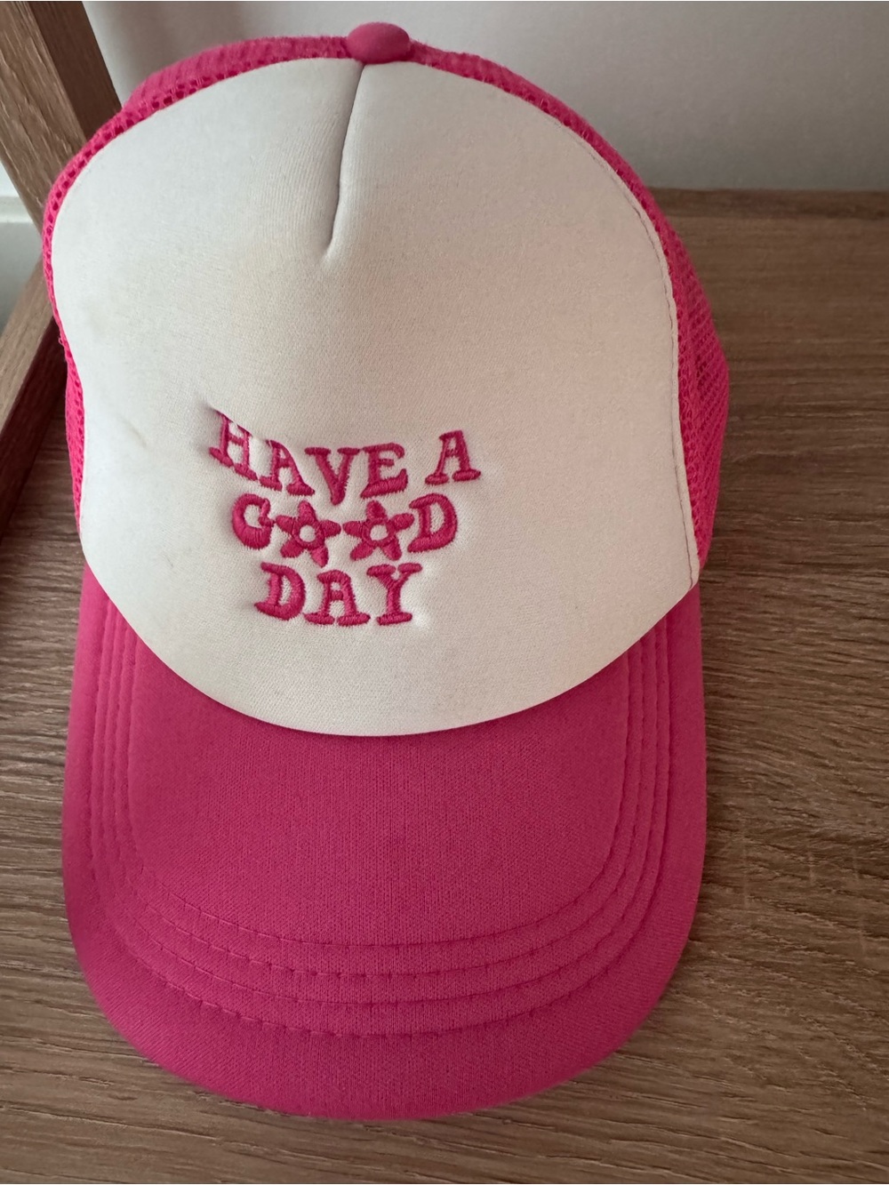 Kids Pink & Cream 'Have a Good Day' Trucker Hat